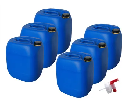 Produktbild von 6 x 30 Liter Kanister Wasserkanister Campingkanister Farbe blau lebensmittelecht + 1 x Hahn (6x30knb + H.)