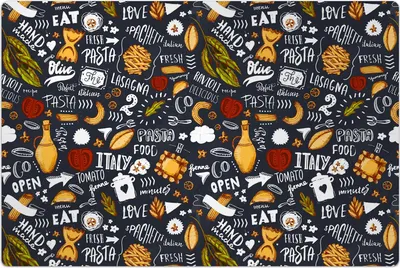 Produktbild von Küchenmatte 120x180 cm Vinylmatte Bodenmatte Dekoration - Italienische Nudeln Muster