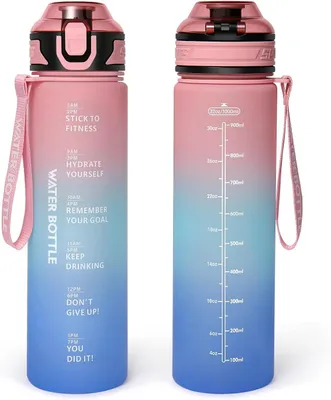 Obrázok produktu pre Fľaša na pitie 1000 ml, ružová a modrá, bez BPA, pre šport