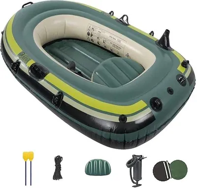 Imagen del producto de Botes para adultos con remo, bote inflable para 3 personas con bomba, kayak de plástico, bote de remos inflable, bote inflable