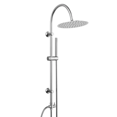 Immagine prodotto di JOHO Colonna Doccia senza Miscelatore, set doccia in acciaio inox con soffione a pioggia rotondo XL D25 cm, asta doccia vintage a forma di U Cromato