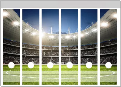 Produktbild von Wallario Ordnerrücken Sticker, selbstklebend für breite Ordner, 6 Stück, Motiv Fußballstadion Mittellinie