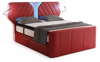 Produktbild von Boxspringbett Nizza mit LED, Schubladen, Matratze und Topper