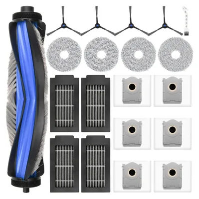 Produktbild von 20 Stück Zubehör für Ecovacs Deebot T50 Omni / T50 Pro Omni / T50 Saugroboter, 1 Hauptbürste 6 Staubbeutel 4 Wischpads 4 Filter 4 Seitenbürsten 1 Reinigungsbürste