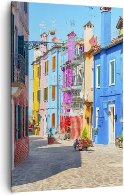 Produktbild von Bild auf Leinwand - Leinwandbild - Einteilig - Straße Haus Blumen - 80x120cm - Wand Bild - Wanddeko - Wandbilder - Leinwanddruck - Wanddekoration - Leinwand bilder - Wandbild - PA80x120-3825