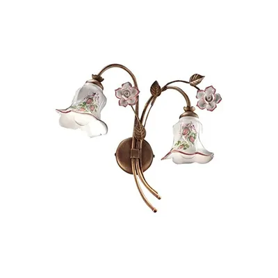 Image de Applique classique Pisa en métal et céramique, couleur rouille nuancée d'or, 2 lampes E14