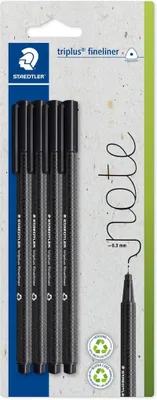 Obrázek produktu pro Staedtler 334-9 BK4, Černá, Ultra jemný, Černá, Recyklovaný plast, Kulatý, 0,3 mm