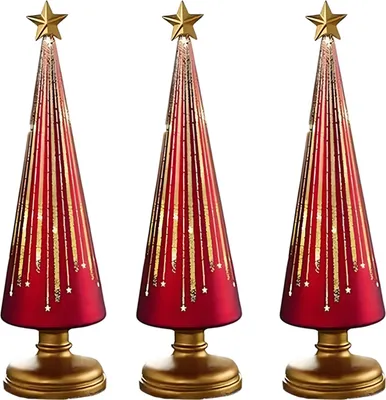 Produktbild von 1Pc Weihnachtsbaum-Dekor mit LED-Licht Eingebauter Timer Gradienten Weihnachtsbaum-Skulpturen Festliche Wohnkultur