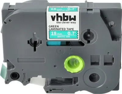 Produktbild von vhbw Schriftband-Kassette kompatibel mit Brother PT 1000 BTS, 1000 F, 1800 E, 1850 CC, 1850, 1800, 1750 Etiketten-Drucker 8m x 18mm Weiß auf Grün