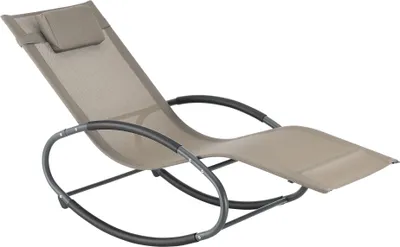 Zdjęcie produktu dla Leżak bujany Almaluez 153 x 63 x 80,5 cm Leżak do 120 kg Leżak relaksacyjny z poduszką pod głowę Beżowy
