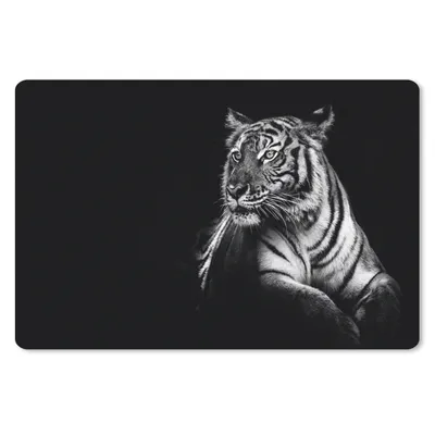 Produktbild von MuchoWow® Mauspad Mousepad Tiger - Tiere - Schwarz - Weiß 27x18 cm - Mousepads - Maus Mat - Pad - Mausunterlage - Büroartikel - Desk Matten