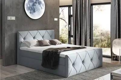 Produktbild von Kontinentales Bett 120x200 CARMEN LUX – grau 1 + Gratis-Topper