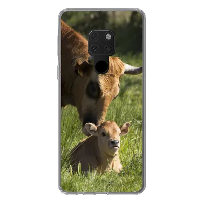 Produktbild von MuchoWow® Handyhülle Schutzhülle Hülle für Huawei P40 Lite Kuh - Gras - Horn - Kalb Silikon Softcase Handy Hülle - Handy