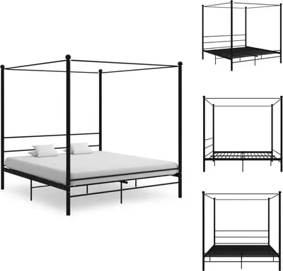 Produktbild von vidaXL Himmelbett Schwarz Metall 200x200 cm -  Betten & Bettgestelle