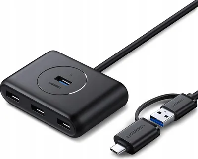 Immagine prodotto di Hub USB 3.0 UGREEN con porta USB-C 1 m - Nero