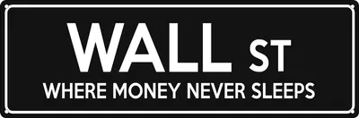 Produktbild von Kovový nápis Grindstore Wall Street GR1407 (jedna velikost) (černý)