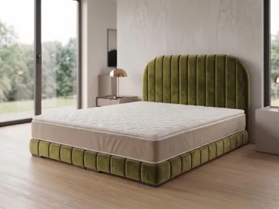 Produktbild von Polsterbett  LEON 3 mit Kopfteil, modernes gepolstertes Bett in 140 x 200 cm Farbe: Grün