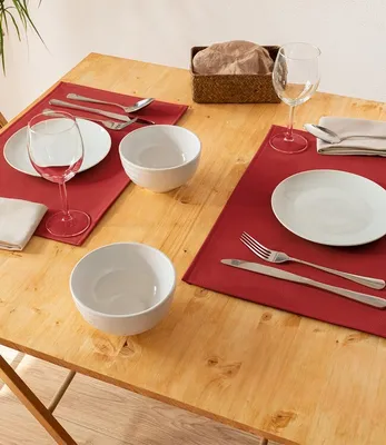 Produktbild von Monaco Red 2er Set Tischsets in Lederoptik | Platzsets Rot 45x30cm