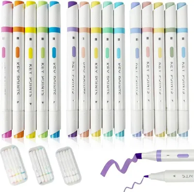 Produktbild von YOSKAEDI 15 Farben Pastell Textmarker Doppelspitze Journaling Design Marker
