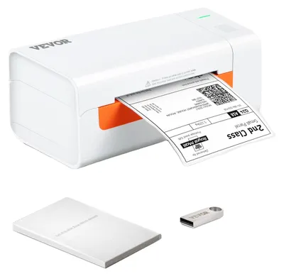 Productafbeelding van VEVOR etikettendrukker, 200x79x83mm, thermische printer, 150mm/s, etikettendrukker voor verzendlabels, directe thermische printer, USB etikettendrukker, automatische etiketterkenning, compatibel met Windows, Mac OS, Linux en Chromebook