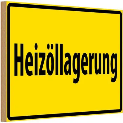 Produktbild von vianmo Holzschild 12x18 cm Heizöllagerung gelbes Warnschild Hinweisschild
