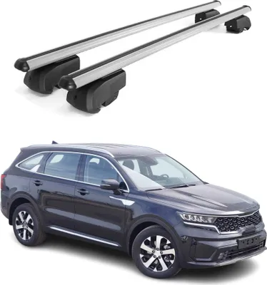 Zdjęcie produktu dla Poprzeczne relingi dachowe do Kia Sorento 2020–2023, aluminium, kolor szary, homologacja ABE
