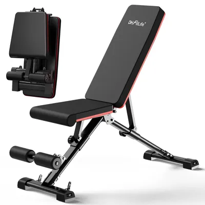 Image de DH FitLife Banc de musculation pliable réglable | Dossier 7 niveaux, siège 3 niveaux | Banc incliné et plat | Charge max. 230 kg