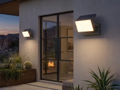 Produktbild von 2x LED Außenleuchten mit Bewegungsmelder, Terrassenbeleuchtung Anthrazit 20cm