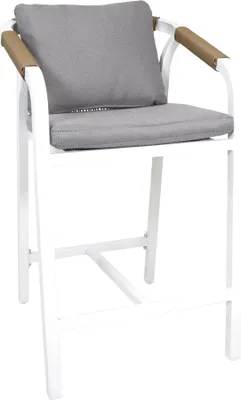 Productafbeelding van Barkruk - Wit - Aluminium - Met touwmotief - 58x63,5x98 cm