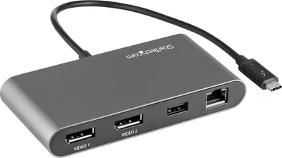Image de StarTech.com Thunderbolt 3 Mini Dock - TB3 Portable Dual Monitor Docking Station 4K 60Hz DisplayPort 4K - hub USB- A (USB 3.0/5 Gbps) et GbE - câble de 28cm - Adaptateur multiport pour ordinateur portable - Mac/Windows