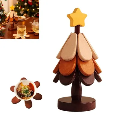 Produktbild von Holz-Untersetzer, 3pcs Baum-Design, hitzebeständig bis 240 °C, für heiße Töpfe, Schüsseln,Teller oder Teekannen, praktisch und dekorativ für die Küche