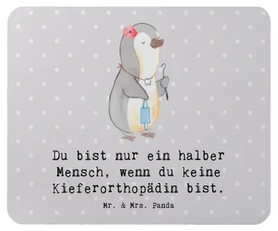 Produktbild von Mr. & Mrs. Panda Mouse Pad Kieferorthopädin Herz - Grau Pastell - Geschenk, Mousepad, mauspad laptop, pc, mousematte