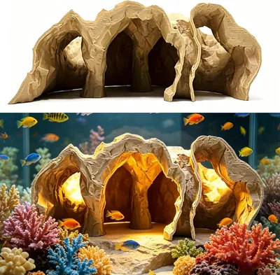Imagen del producto de Escondite para peces, con apariencia de madera, de 20 cm de largo y 5 cm de alto, para acuario