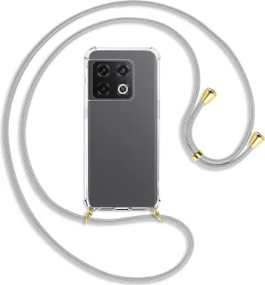 Produktbild von Handykette Backcover-Schutzhülle mit Band (Metall goldfarben) für OnePlus 10 Pro 5G - silbergrau