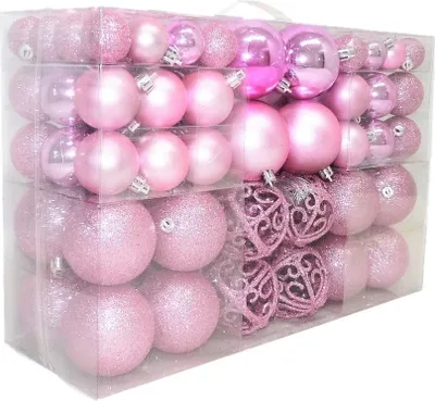 Produktbild von 100 Weihnachtskugeln Rosa verschiedene Größen bis Ø 6 cm Weihnachten