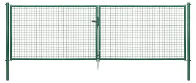 Obrázek produktu pro Dvojitá brána z tkaného pletiva Alberts s příslušenstvím, šířka 400 cm, výška 125 cm, zelená, k zabetonování, tloušťka sloupku 76 mm