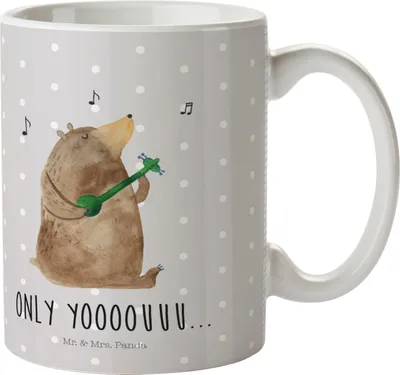 Produktbild von Mr. & Mrs. Panda Trinklernbecher Bär Gitarre - Grau Pastell - Geschenk, Plastikbecher, Teddy, Kinderbecher, Camping Tasse, Pott, Haferl