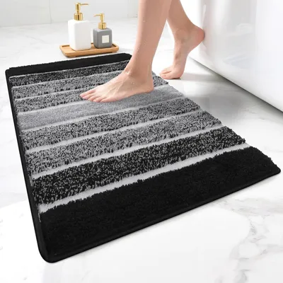 Image de Tapis de bain antidérapant, 50 x 80 cm, absorbant, lavable, noir