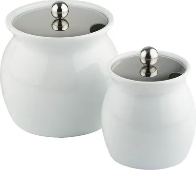 Produktbild von Dressingtopf aus Porzellan mit Edelstahldeckel Kapazität: 0,8 Liter ØxH: 13 x 13 cm