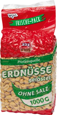 Produktbild von XOX geröstete Erdnüsse ohne Salz in einem fein nussigen Aroma 1000g