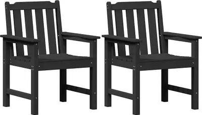 Image de vidaXL Chaise de jardin pour salle à manger, lot de 2, noir, 65,5 x 59 x 88 cm, HDPE