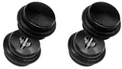 Produktbild von 1 Paar Ohrstecker Ear Fake Plug Stahl Flach Schwarz Blakline - Gummiring 6mm Ohrpiercing Hoch Poliert- 1136-6
