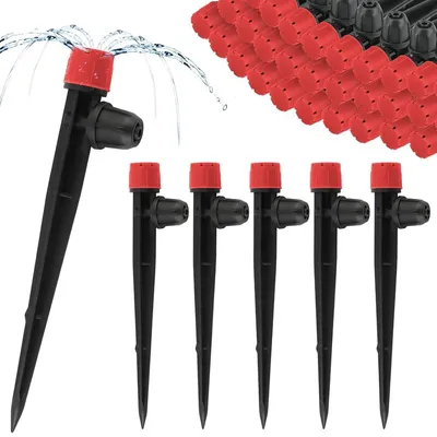 Tropfbewässerungsdüsen 50 Stk., 0,6 cm, 360° verstellbar, rot