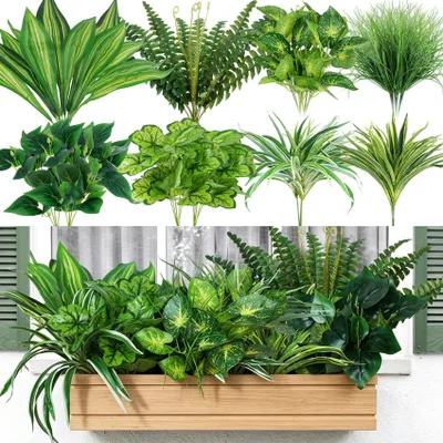 Image de Lot de 18 plantes artificielles résistantes aux UV, pour intérieur et extérieur