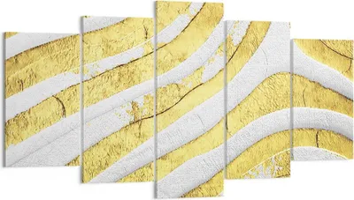 Produktbild von Bild auf Leinwand - Leinwandbild - 5 Teile - Abstraktion Gold Weiß - 160x85cm - Wand Bild - Wanddeko - Wandbilder - Leinwanddruck - Bilder - Wanddekoration - Leinwand bilder - Wandbild - EA160x85-4511