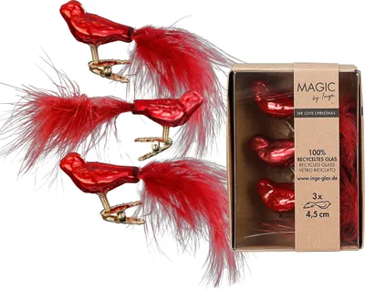 Produktbild von Inge‘s Christmas Decor 16319P044, Spezifisches Weihnachtsornament, Glas, Rot, 3 Stück(e), 4,5 cm