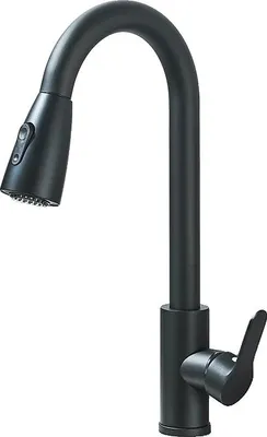 Produktbild von Küchenspüle Wasserhahn, Ausziehbare Sprühfunktion, 360° Drehung, Matte Schwarze KU