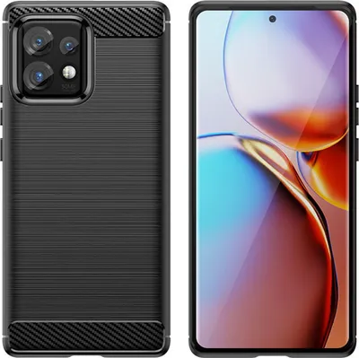 Produktbild von Carbon Case kompatibel mit Motorola Edge 40 flexible Silikon-Carbon-Hülle schwarz