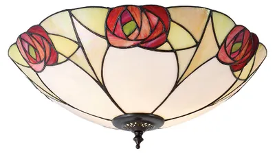 Obrázek produktu pro Kruhový stropní svítidlo INGRAM, hnědé, 2xE27x20W, sklo, rozměry: 18x45x45 cm, IP20, Tiffany