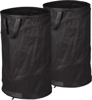 Produktbild von Famanu Gartenabfallbeutel Set - 2 Stück - 120 Liter - 3 Griffe - UV-beständig - Wasserdicht - Schwarz